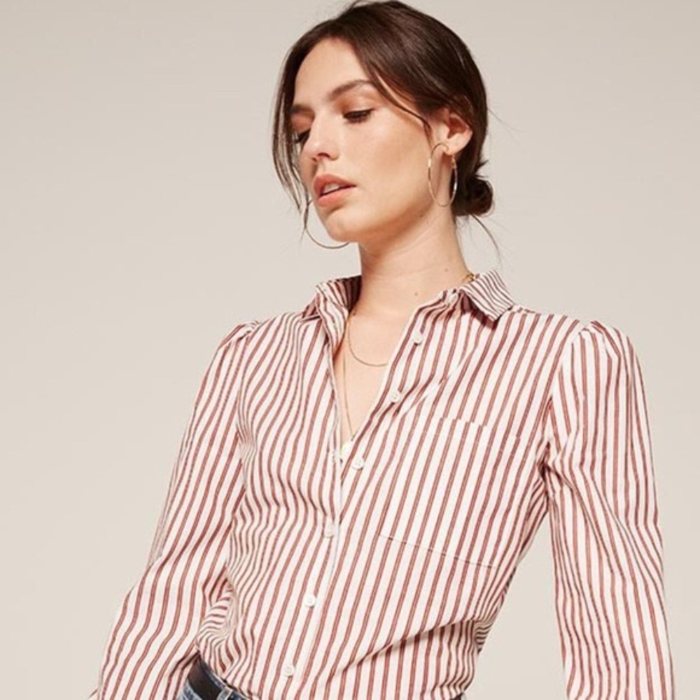 Reformation Shea Top in red stripes